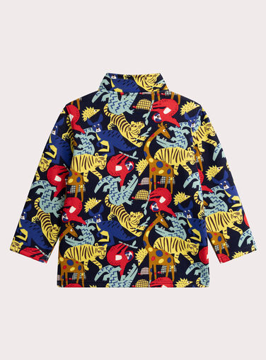 Warm lined navy sweatshirt with jungle print for boys  VOROSWE / 24W902P1SWE705