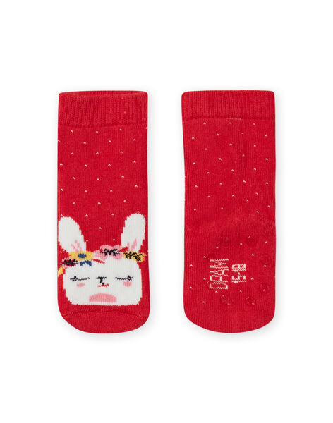 Baby girl's red socks with bunny dots LYIHACHOB / 21SI09X1SOQ505
