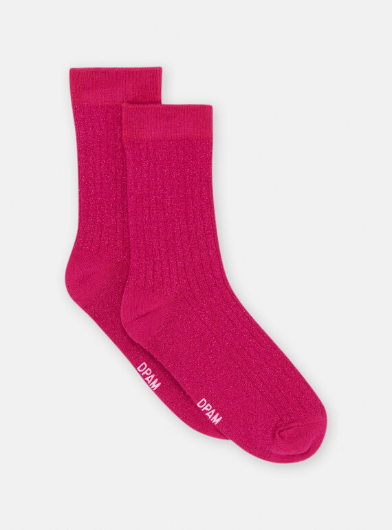 Girl's pink lurex socks SYAJOSCHO4 / 23WI01M4SOQ310