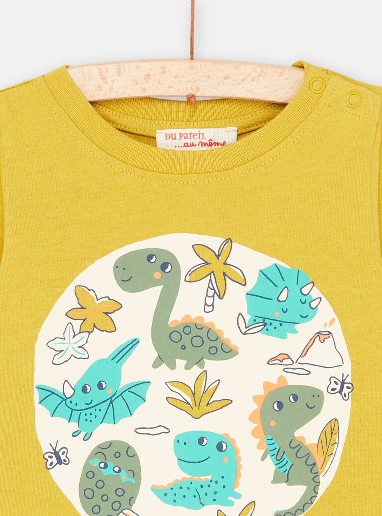 Baby Boy Lemongrass Yellow Dinosaur T-Shirt SUVERTEE3 / 23WG10J1TML108