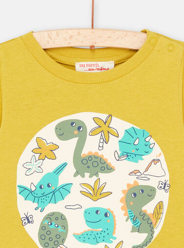 Baby Boy Lemongrass Yellow Dinosaur T-Shirt SUVERTEE3 / 23WG10J1TML108