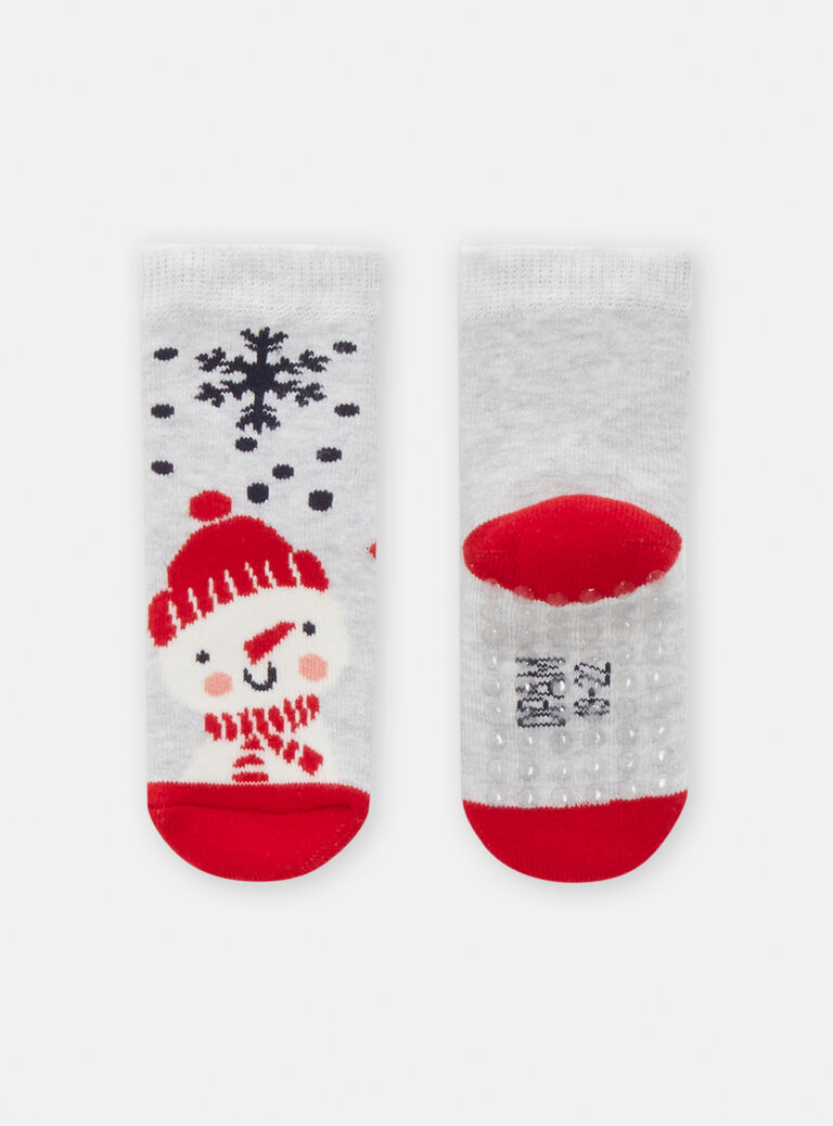 Baby boy's mottled gray and red socks SYUWAYCHO / 23WI10S1SOQJ922