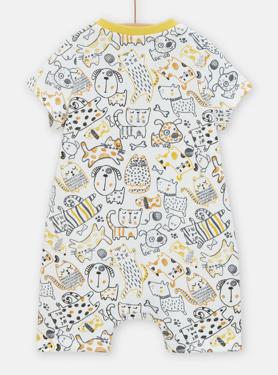 Off-white baby boy animal print romper TEGAGREAMI / 24SH1453GRE001