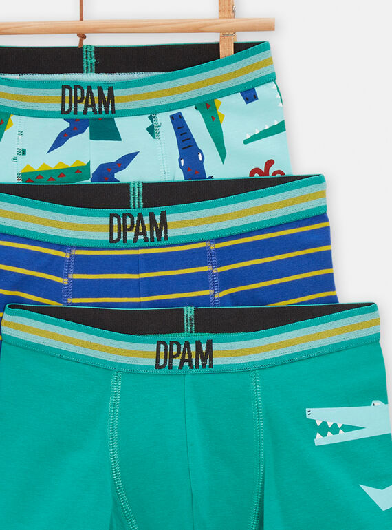 3 green crocodile-print boxer shorts for boys TEGOBOXCRO / 24SH1262BOX201