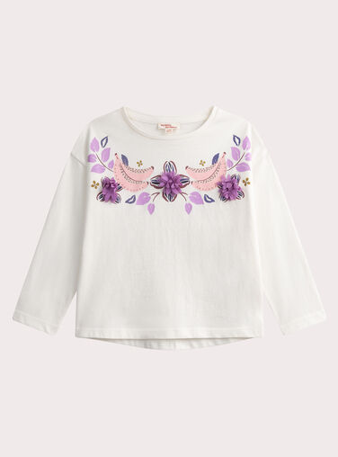 Pale beige long-sleeved floral design T-shirt WALANTEE1 / 25S90142TML003
