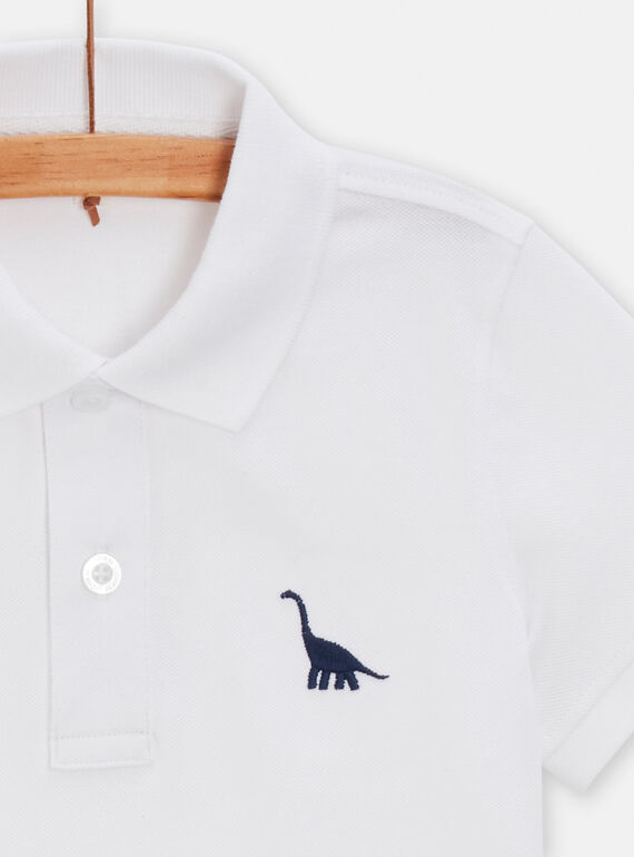 Boy's white polo with dinosaur embroidery TOJOPOL3 / 24S90293POL000