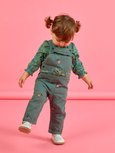 Baby girl khaki floral embroidery overalls MIKASAL / 21WG09I1SAL626
