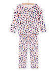 Child girl's pink velvet panther print pajama set MEFAPYJBOX / 21WH1197PYJ309