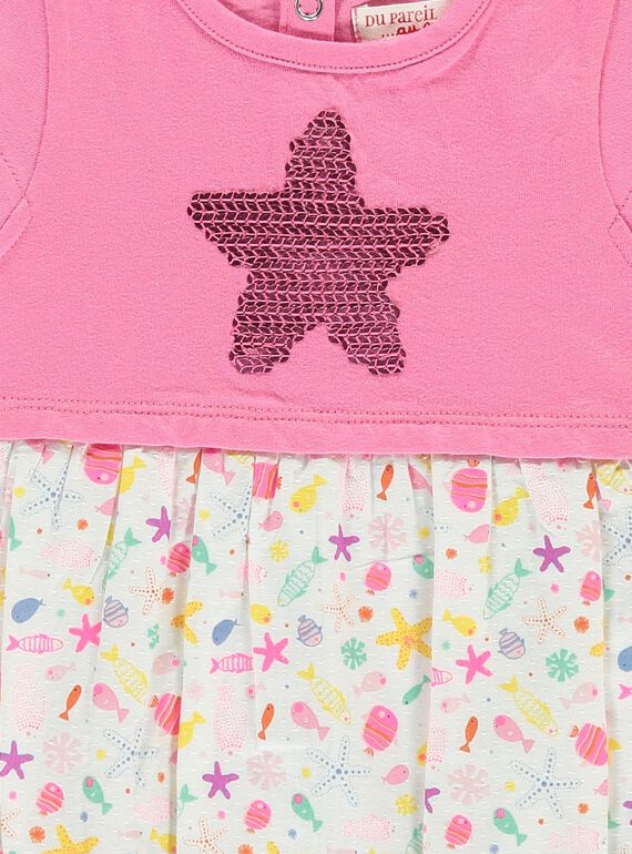 Baby girls' romper in two fabrics CIMABAR2 / 18SG09U2BAR313