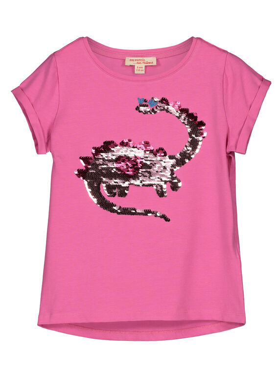 Girls' reversible sequin T-shirt GABLETI1 / 19W90191TMCD305