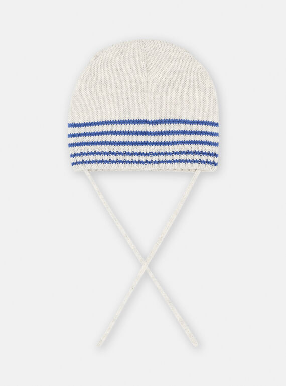 Baby boy grey and blue striped beanie SYUGROBON5 / 23WI10O3BONJ920