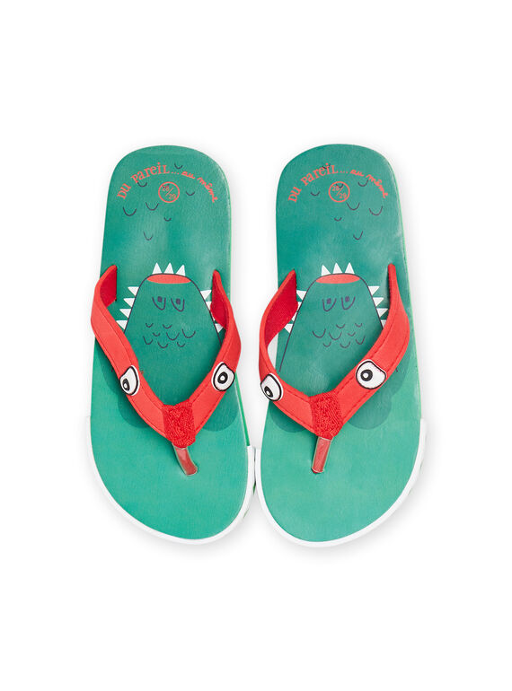 Green and red flip-flops with crocodile print child boy NOTONGCROC / 22KK3681D01050