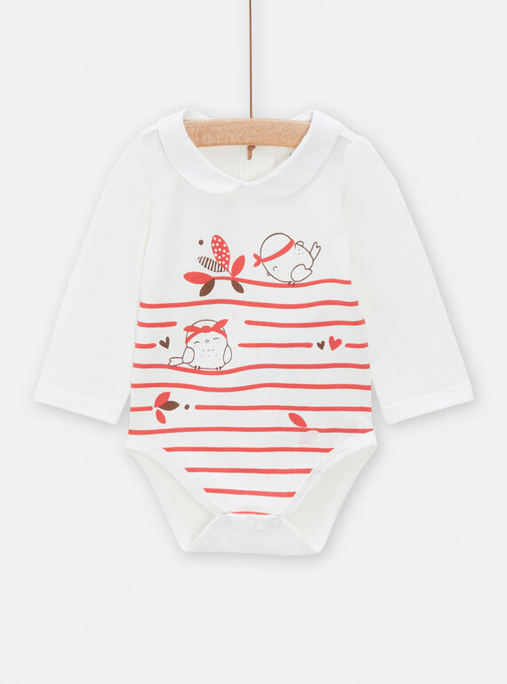 Off-white sparrow and stripe bodysuit for baby girl TOU1BOD1 / 24SF03H2BODA001