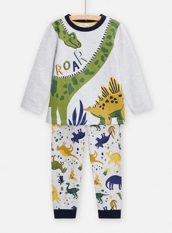 Boy's mottled grey pyjamas with dinosaur print and pattern TEGOPYJROAR / 24SH1245PYJJ920
