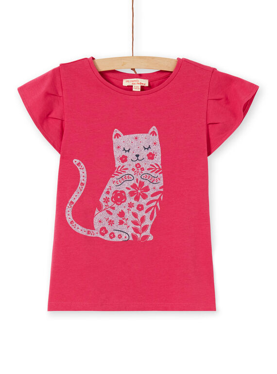 Pink T-shirt with cat motif LAJOTI1 / 21S90133D31F507