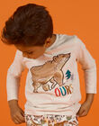 Boy's beige t-shirt with bear motif MOSAUTEE5 / 21W902P5TMLA013