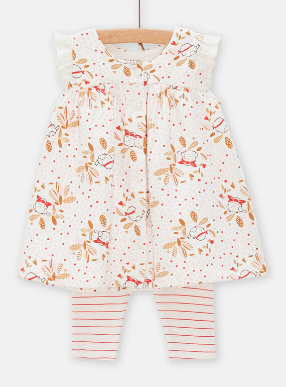 Off-white and pink baby girl print dress and leggings set TOU1ENS1 / 24SF03H2ENSA001