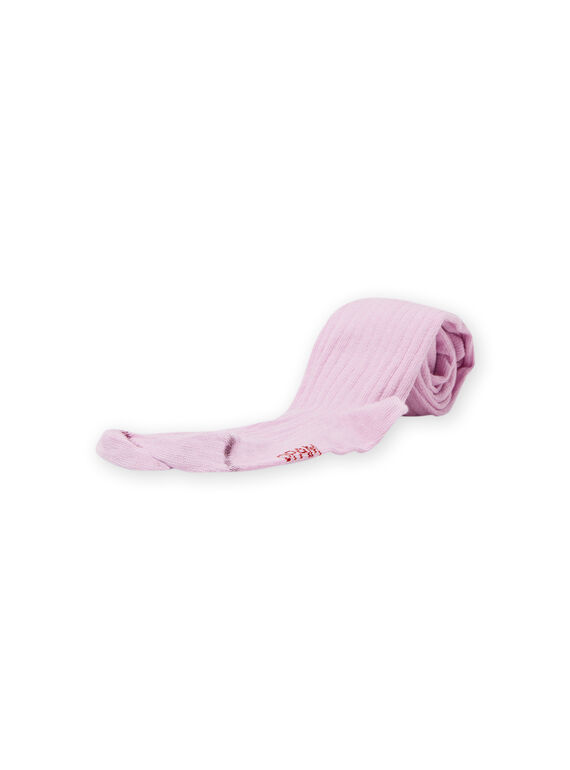 Girls' plain ribbed tights in lilac MYAJOCOL5 / 21WI011CCOLH700