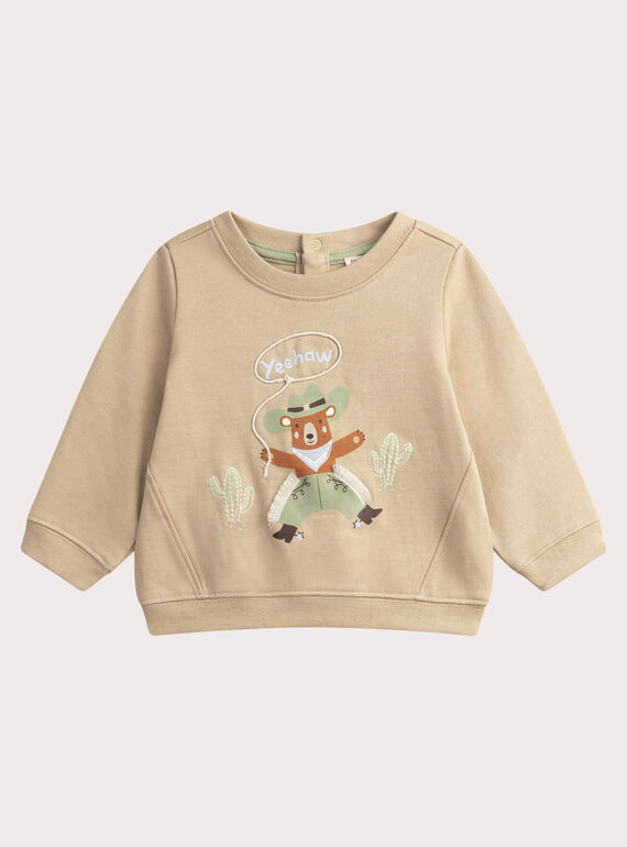 Baby boys' hazelnut sweatshirt WULANSWE / 25SG1042SWE821