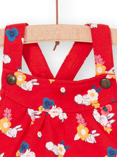 Red and white dungarees with floral print baby girl LIHACOMB / 21SG09X2CBL505