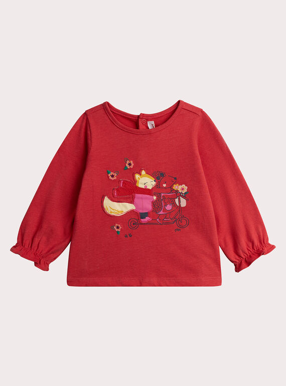 Long-sleeved T-shirt with anal animation for baby girl  VIROTEE / 24WG09P1TMLF505