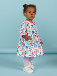 Baby girl multicolored corduroy dress with floral print MIPLAROB4 / 21WG09O4ROB001