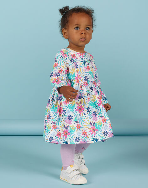 Baby girl multicolored corduroy dress with floral print MIPLAROB4 / 21WG09O4ROB001