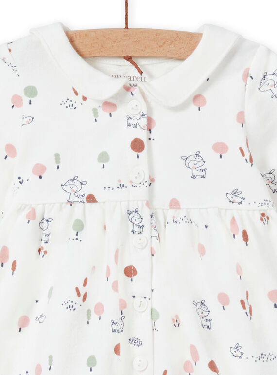 Fancy printed dress in ecru for a girl MOU1ROB / 21WF0341ROB001