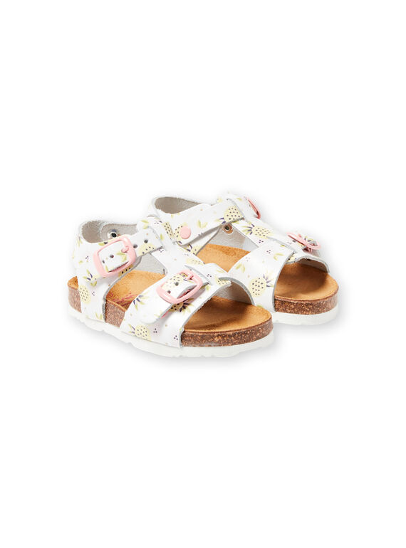 baby girl white sandals with pineapple print buckles LBFNUANAS / 21KK3751D0E000