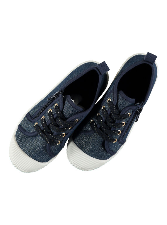 Girls' denim canvas trainers FFTENJEAN / 19SK35B2D16070