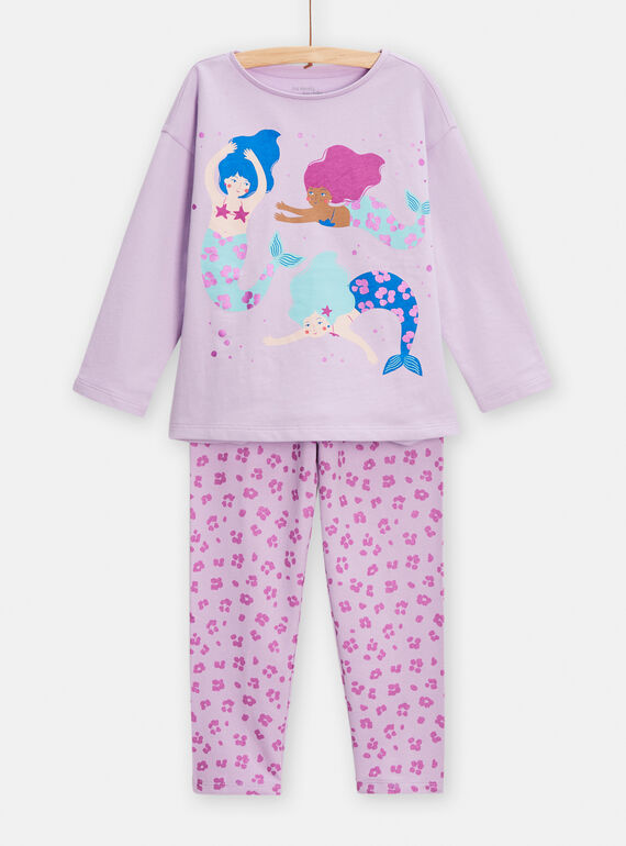 Purple pyjamas with mermaid motif for girls TEFAPYJMER / 24SH1148PYJ328