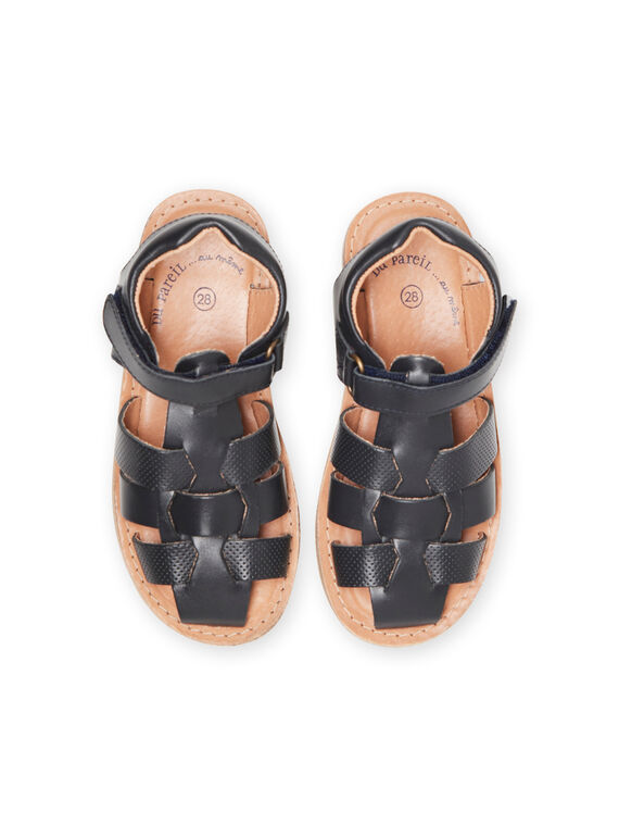 Navy blue leather sandals child boy NOSANDMARC / 22KK3646D0E070