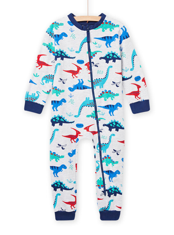 Child boy grey dinosaur print over-suit MEGOCOMBI / 21WH1281D4FJ920