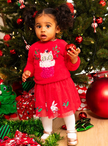 Baby Girl Holiday Red Skirt SIWAYJUP / 23WG09S1JUPF529