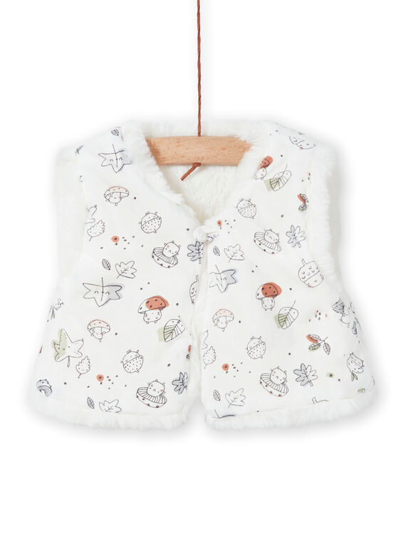 Fake fur sleeveless vest ecru birth girl MOU1GIL3 / 21WF0341GIL001