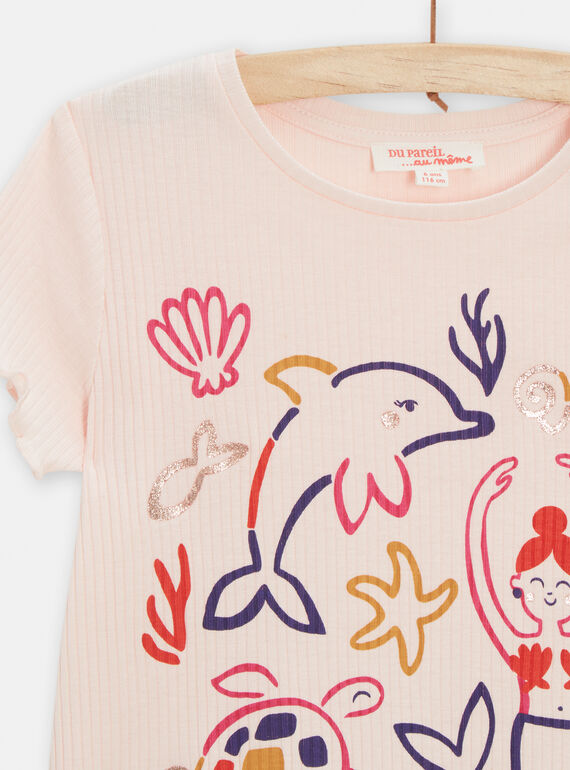 Nude pyjamas with mermaid and dolphin print for girls TEFAPYJCOT / 24SH1152PYJD319