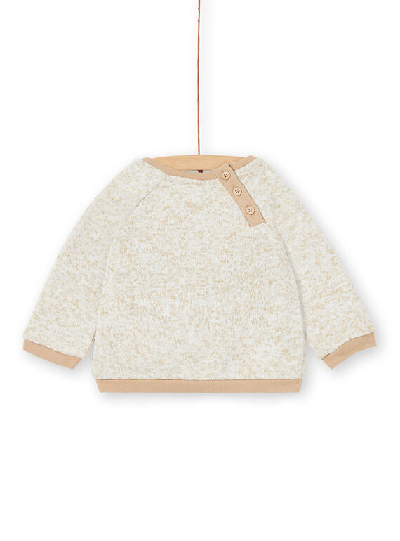 Baby boy beige heathered sweatshirt LUNOSWE / 21SG10L1SWEA010