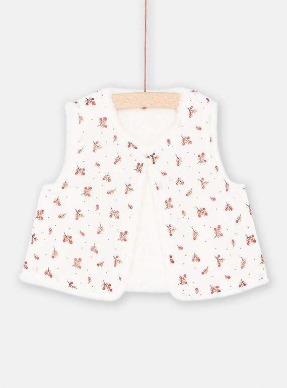 Baby Girl Ecru Faux Fur Cardigan SIWAYCAR / 23WG09S1CAR001