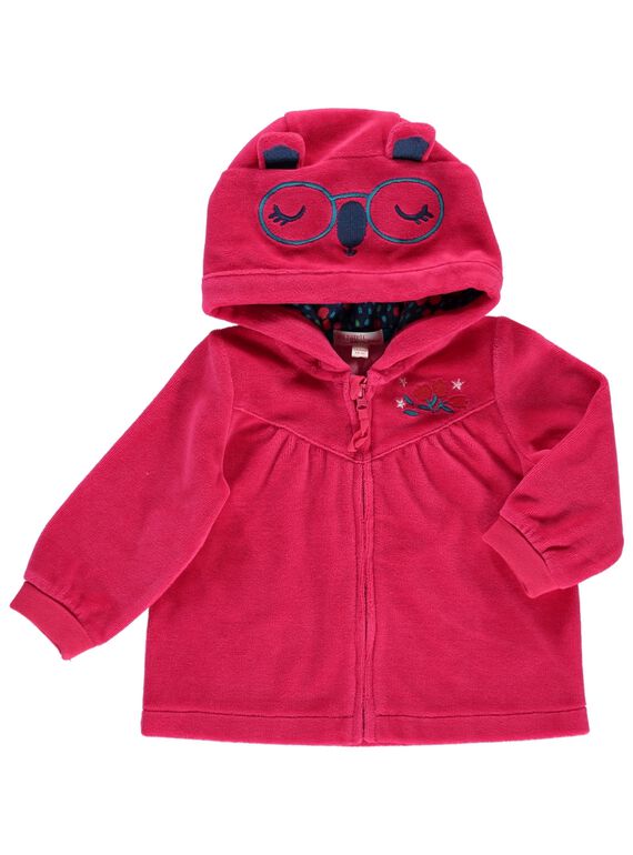 Baby girls' velour zipped sweatshirt DITRIHOJOG / 18WG09D1JGH308