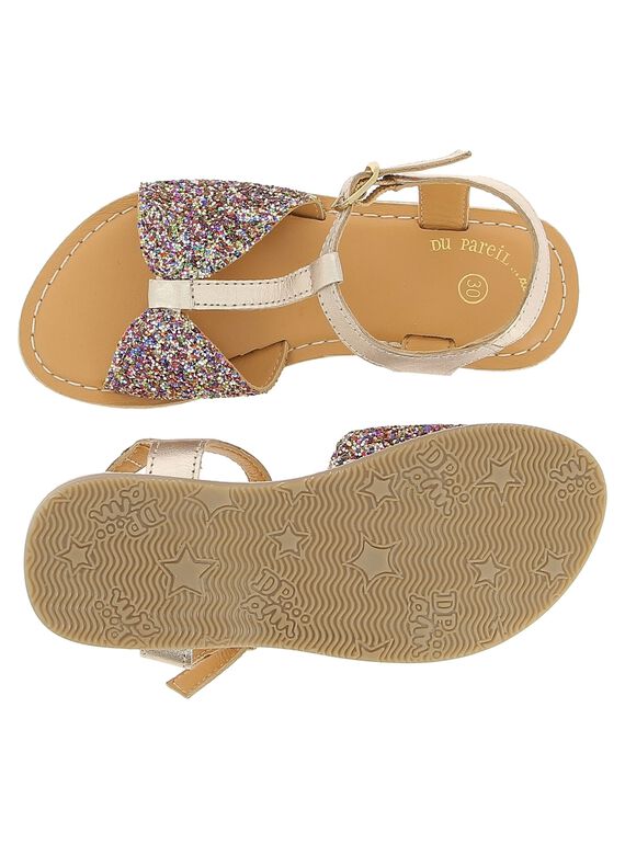 Girls' leather sandals CFSANDBOW / 18SK35WFD0E954