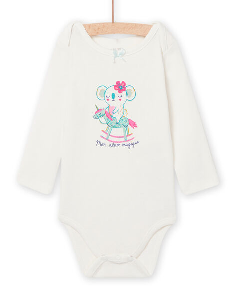 Baby girl ecru bodysuit with koala pattern NEFIBODKOA / 22SH13I4BDL001