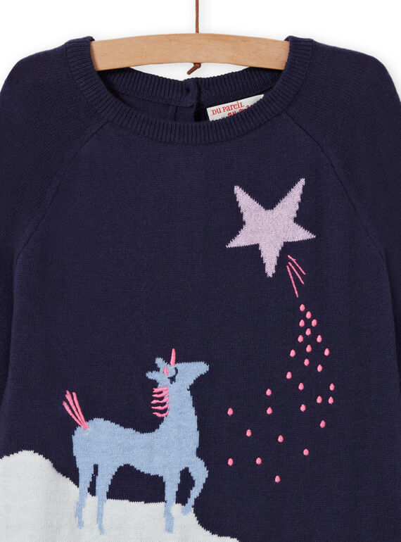 Long sleeve dress with unicorn pattern for girls MAPLAROB1 / 21W901O2ROBC202