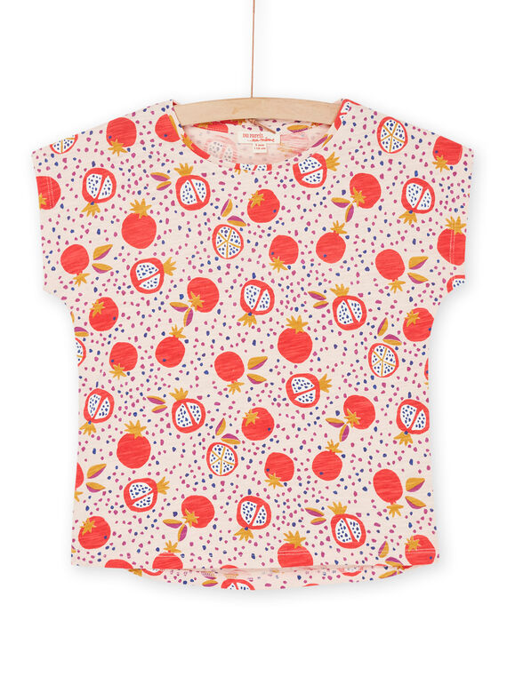 Powder pink T-shirt with fruit and polka dot print RAJOTI6 / 23S901Z2TEED327