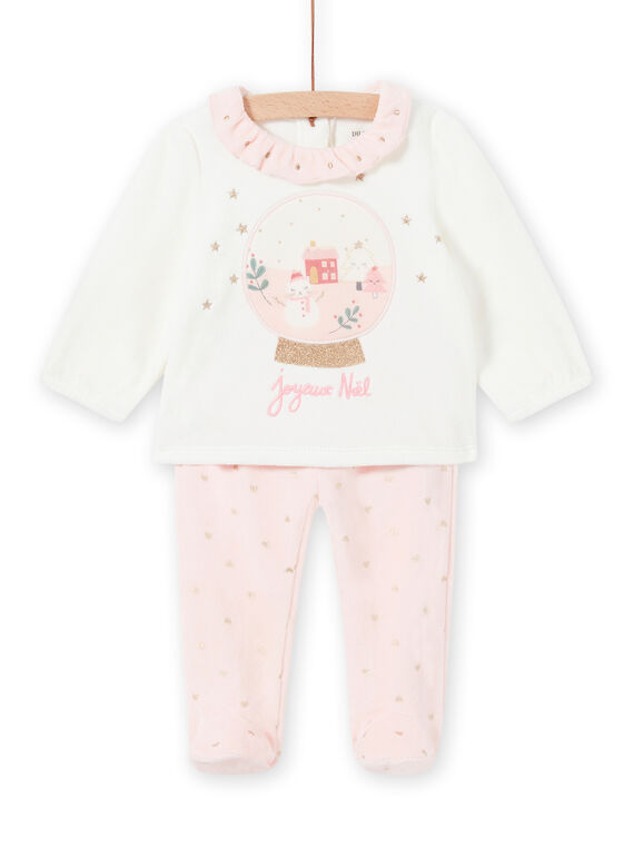 Baby girl two-tone Christmas velvet pajama set MEFIPYJNO / 21WH13F1PYJD329