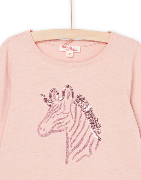 Pink long sleeve t-shirt with zebra animation PAJOYTEE2 / 22W901D1TMLD314
