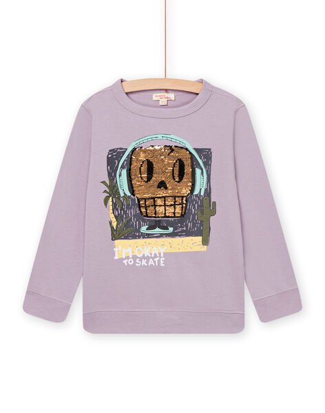 Purple animation skull and crossbones long sleeve sweatshirt POKATEE3 / 22W902L2TML320