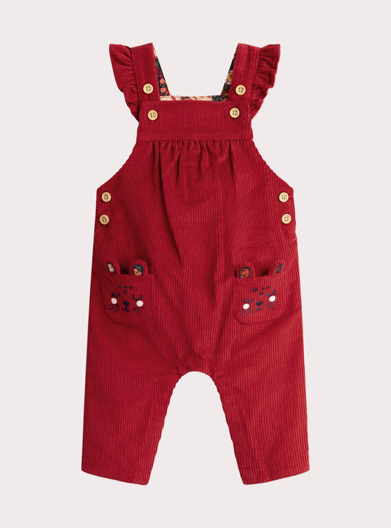 Red velvet overalls for baby girl  VIKOSAL / 24WG0931CBL511