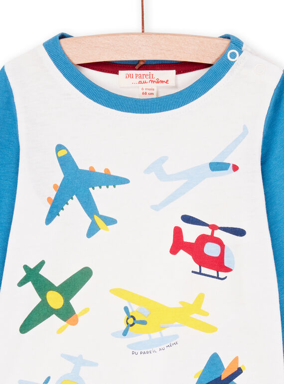 Ecru and blue long sleeve T-shirt PUGOTEE3 / 22WG10O2TML001