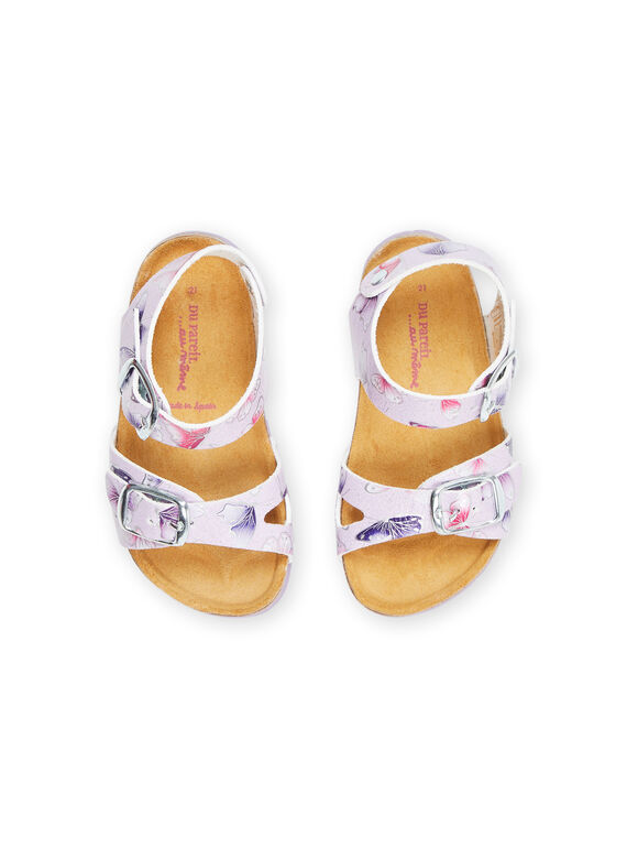 Purple leather sandals with butterfly print RINUPAPIL / 23KK3761SLB328
