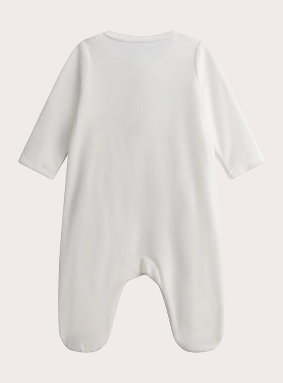 Newborn babies' ecru velour panther design rompers WOU1GRE3 / 25SF0371GRE005